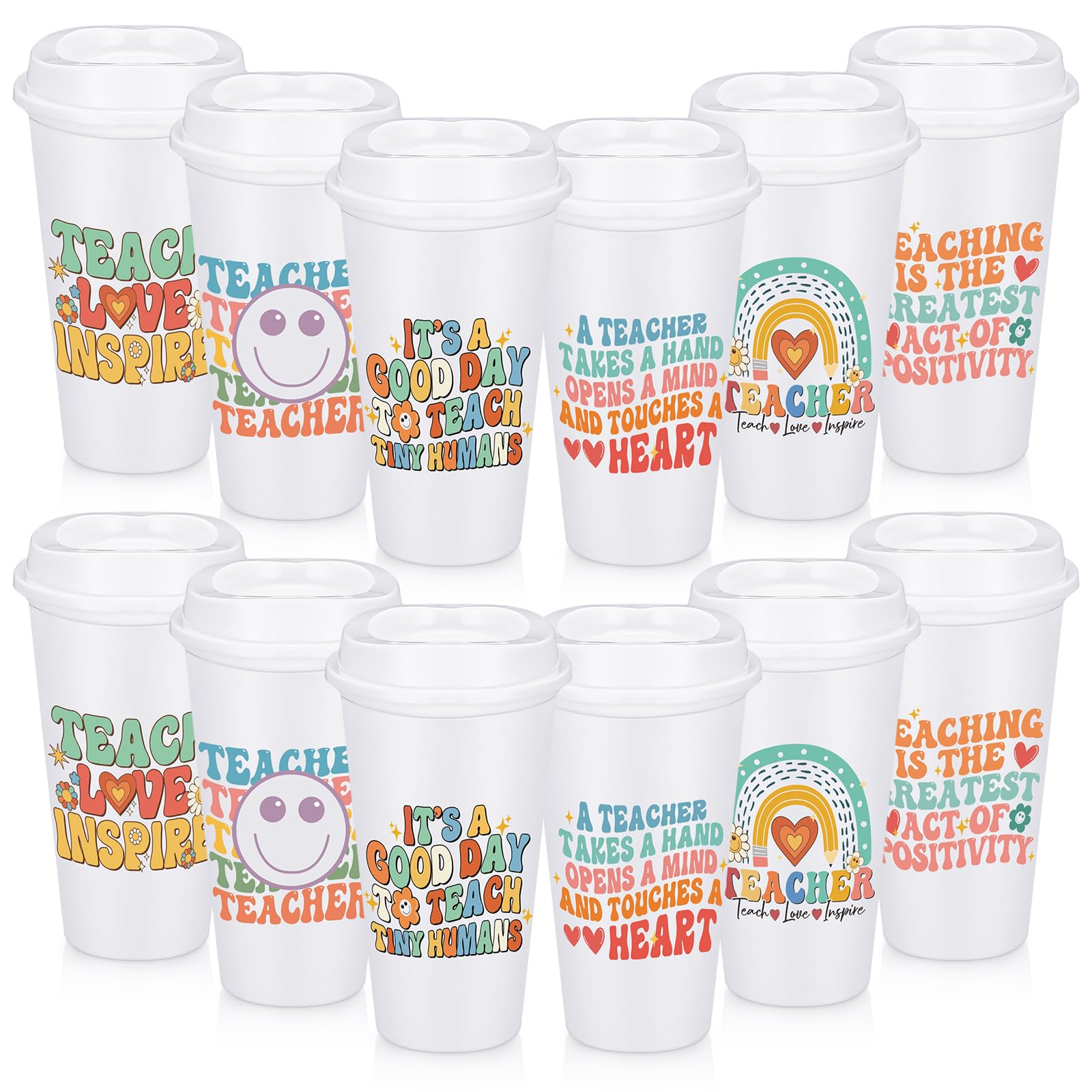 SiliFine 12 Pcs Teacher Appreciation Gifts Bulk 16 oz Coffee Tumbler