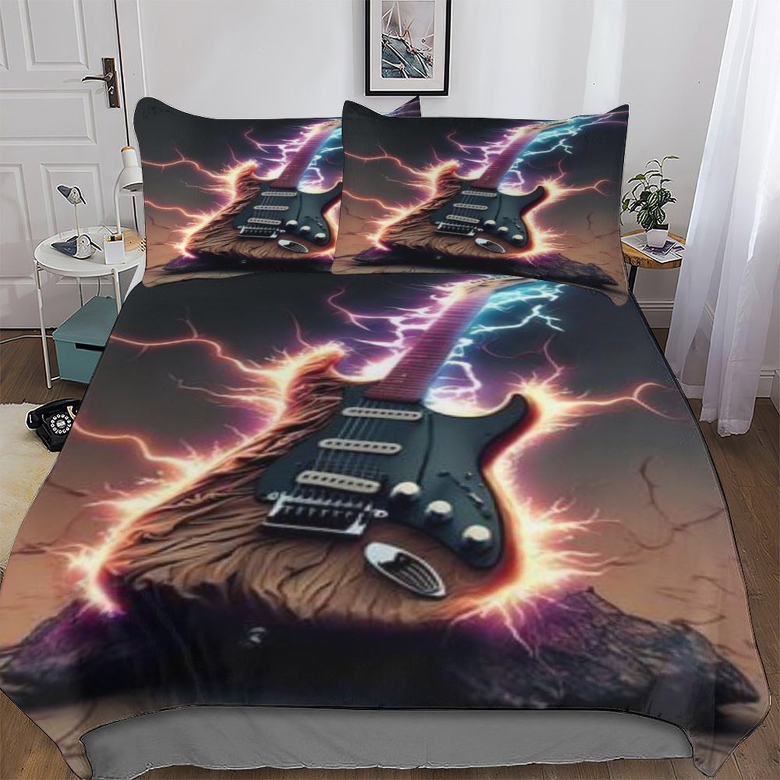Housse de couette guitare 220x240cm, le cadeau idéal pour musicien rock