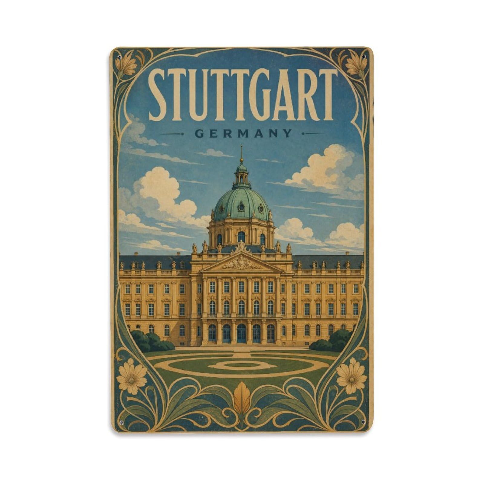 Vintage Travel Germany Stuttgart Metal Tin Sign
