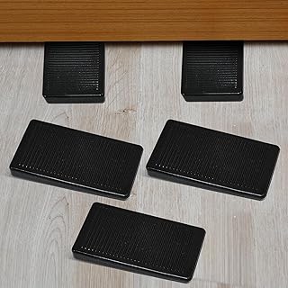 Heavy-Duty Furniture Leveling Wedges - Non-Slip Rubber Pads for Wobbly Tables, Toilets, and Refrigerators, Adjustable and Trimable (Black, Standard)