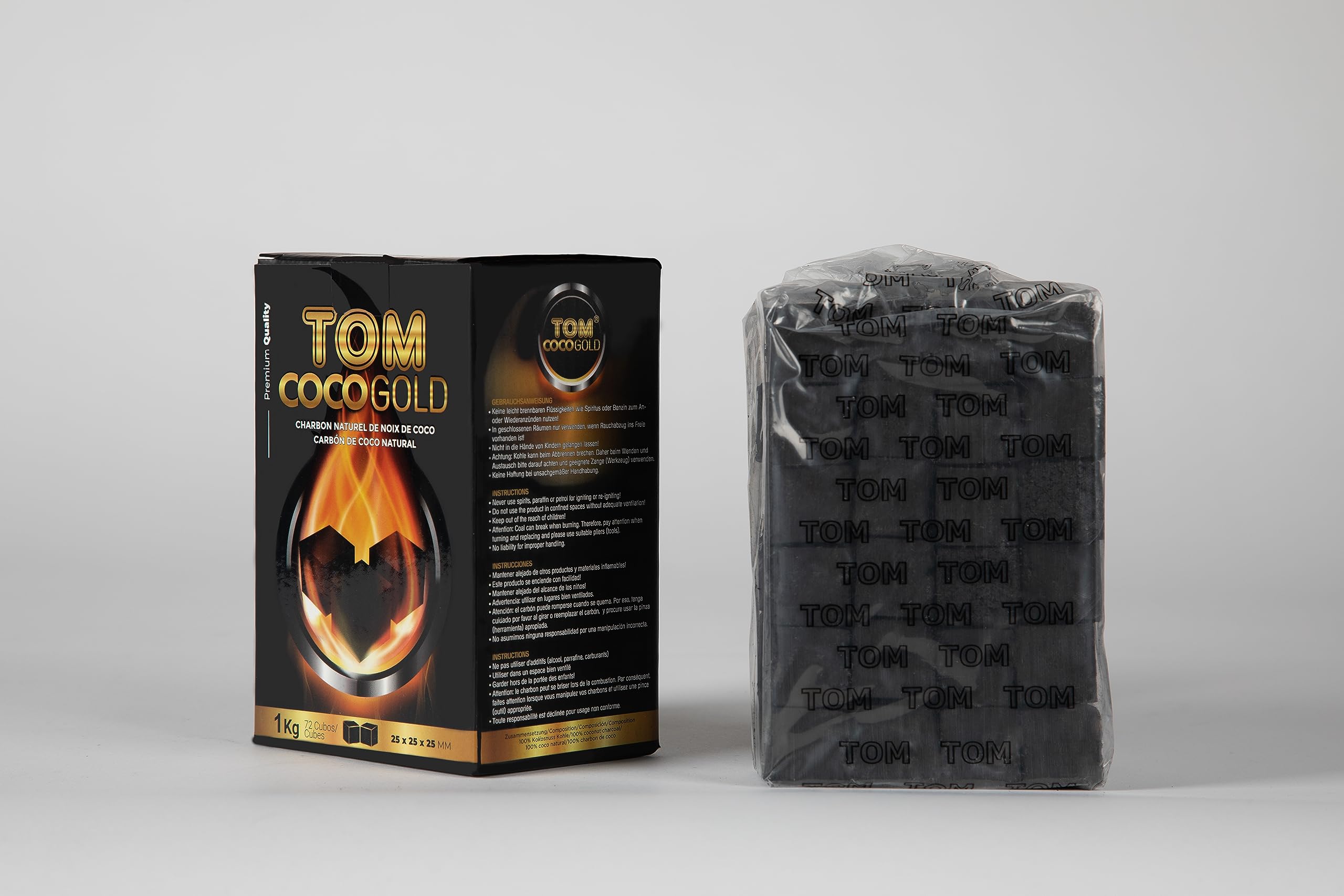 Charbon de Noix de Coco Tom - Gold 20 KG - Boîtes 1 kg – Qualité Premium