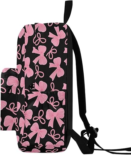 Miniatura 5 de MNSRUU Mochila para estudiante para la escuela, mochila para laptop, con lazo rosa, mochila estética para la escuela, mochila informal para