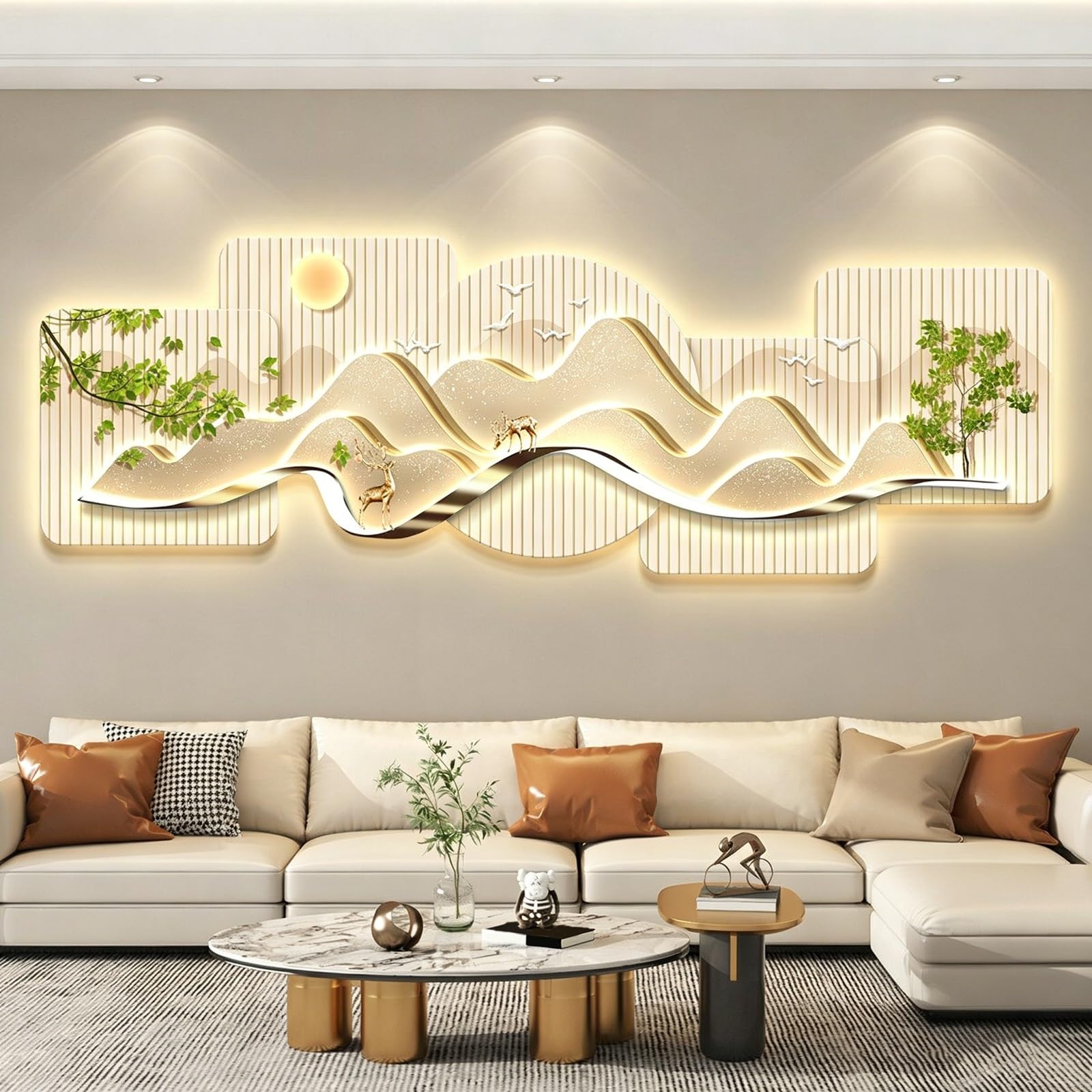 Décoration Murale LED 3D pour Salon Moderne et Ambiance Cosy Chic