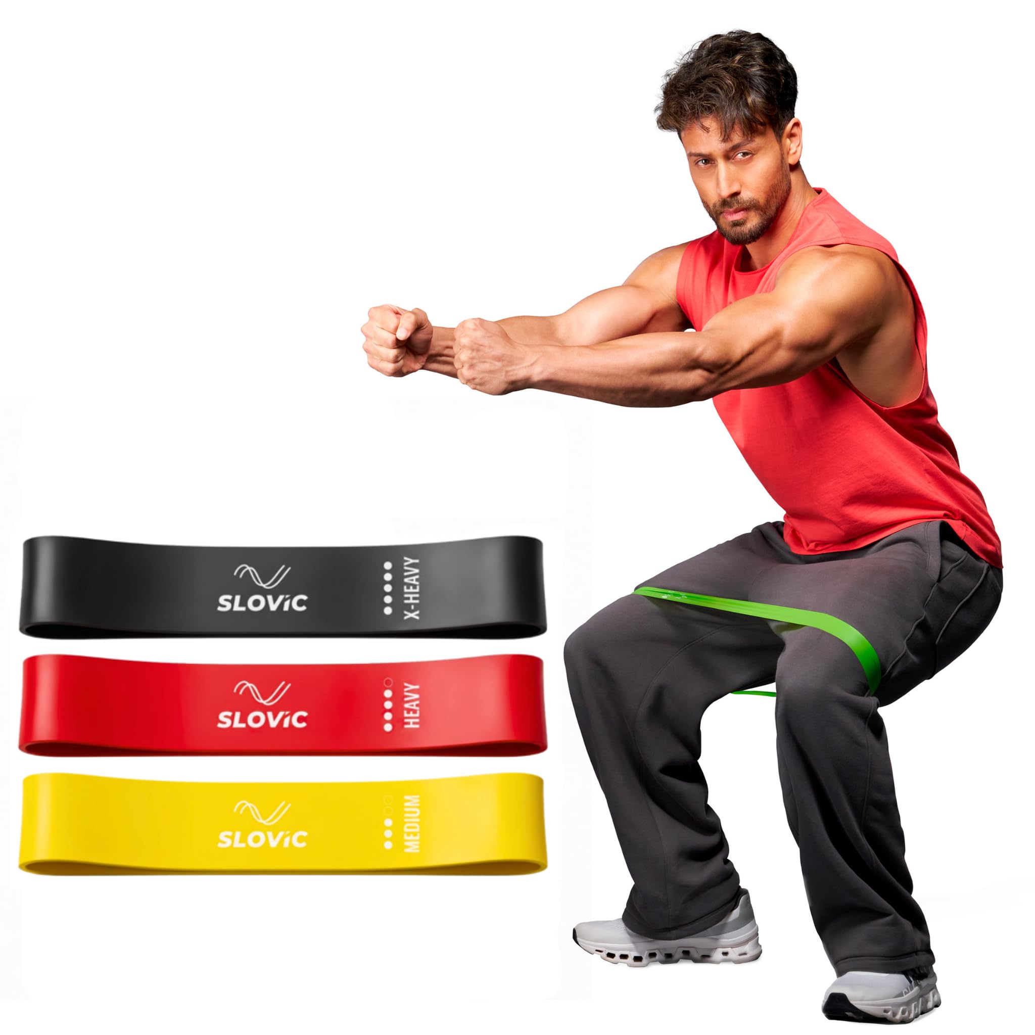 SLOVIC Resistance Bands Mini Loop | Loop Hip Band for Women & Men for Hip, Glutes, Legs and Squats Exercises | Thera Band for Fitness | Gym Equipment for Home Workout | Resistance Band Set of 3
