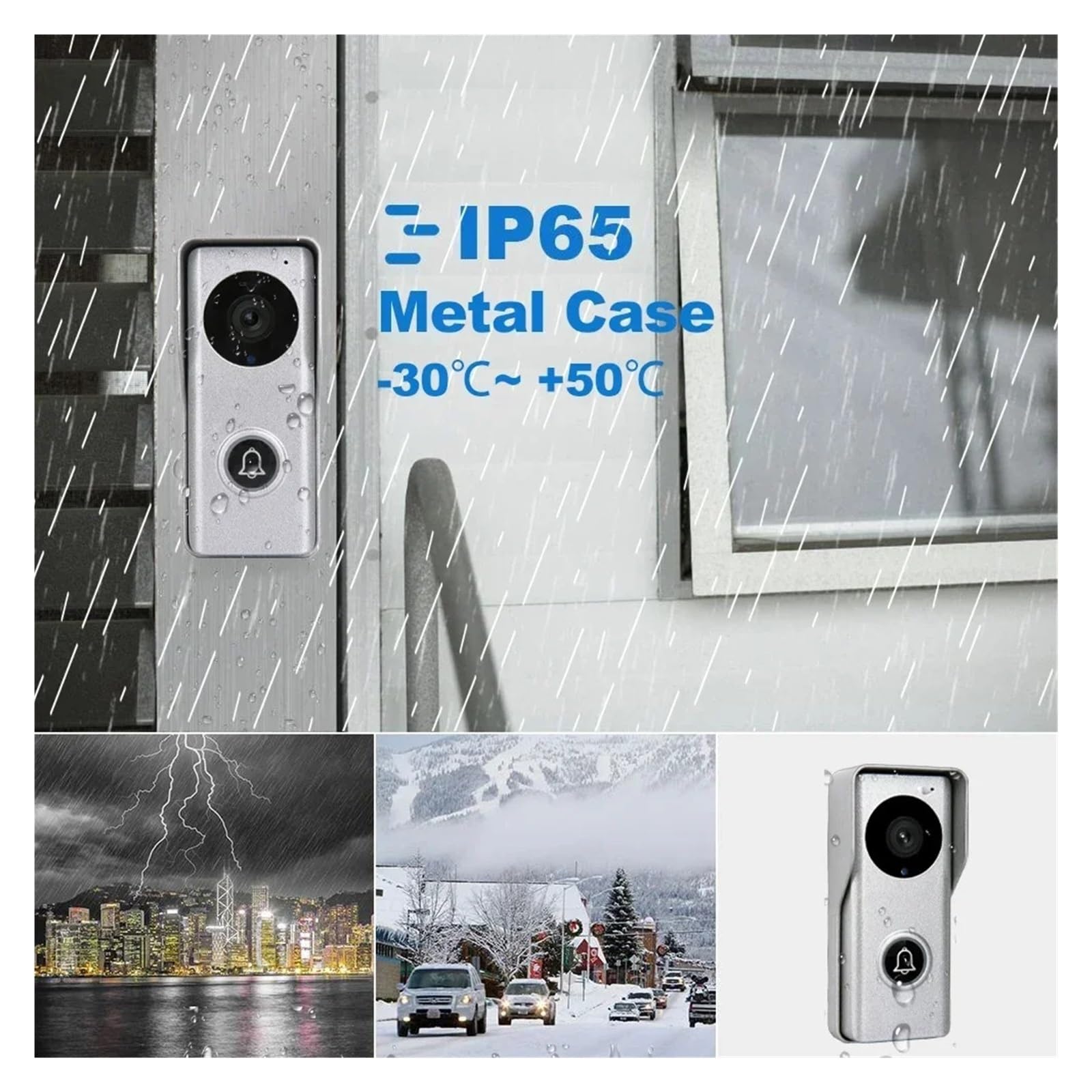 Videoportero inalámbrico de 1080P con Pantalla táctil, Timbre Cable PoE, Control Acceso RFID, visión Nocturna, Resistente al Agua