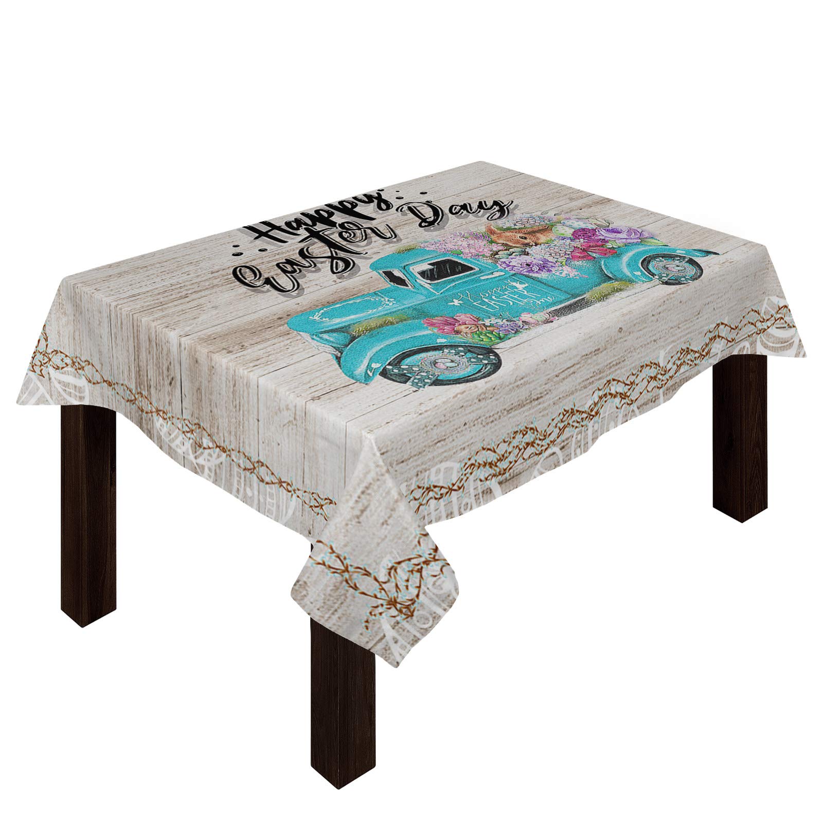 DaringOne Easter Day Rectangle Tablecloth, Cotton Linen Dust-Proof Table Cloth, Table Cover for Party Kitchen Dinning Room...