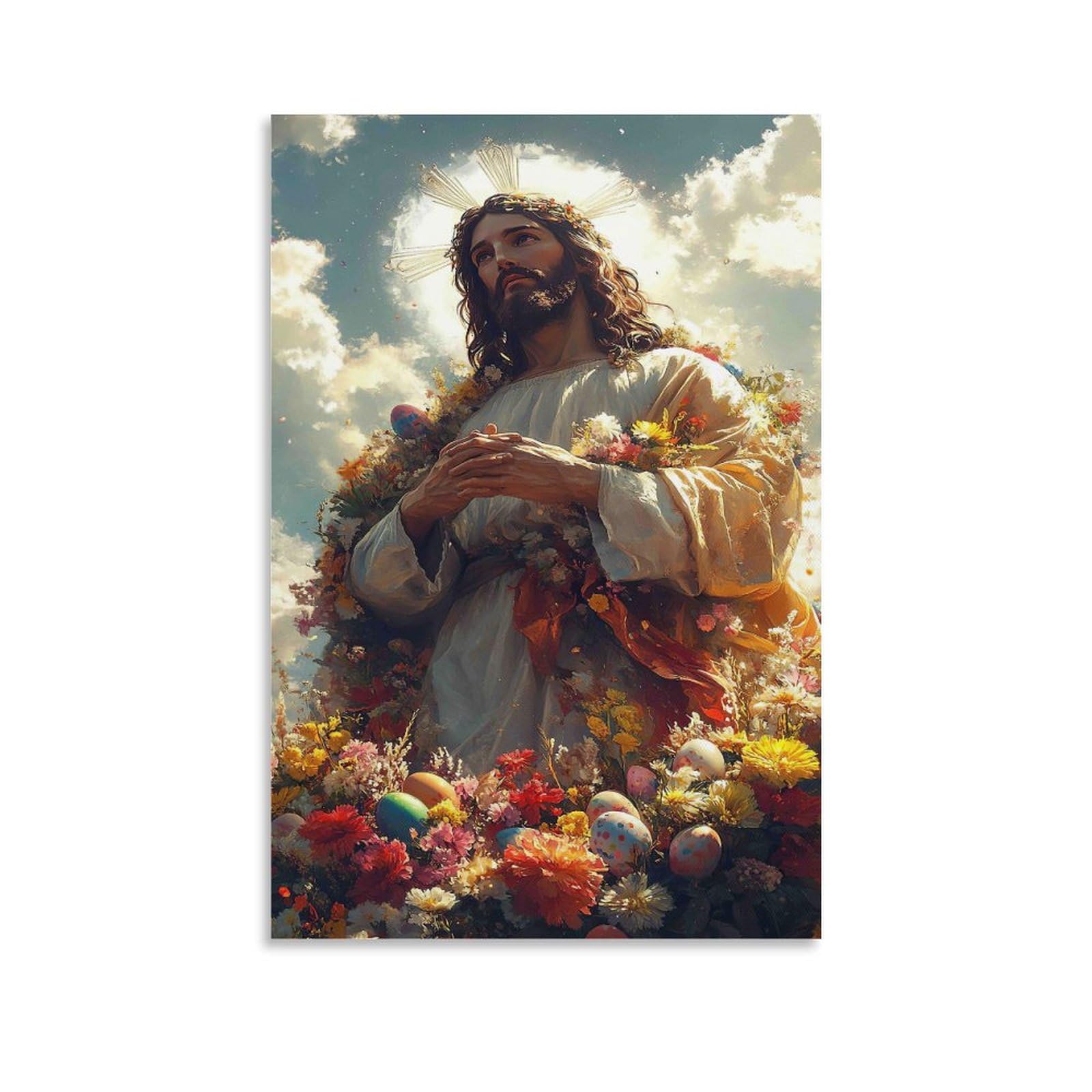 DHBANEIOK Easter Jesus Blessing Poster Artwork Giclee Canvas Prints Modern Wall Art Picture Wall Hanging for Office Gym Living Room Decor 24x36inch(60x90cm)