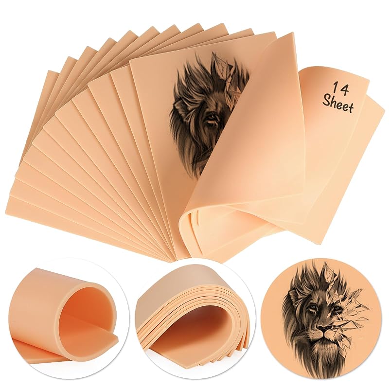 Pele para prática de tatuagem YEEBECA, silicone, 3 mm, 14 unidades