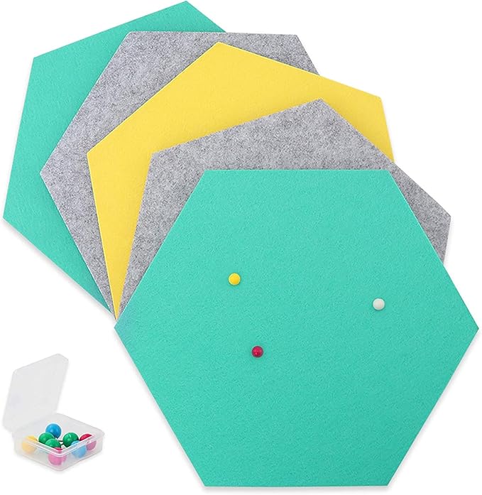 SEG Direct Hexagon Felt Board Tiles Self Adhesive Memo Bulletin Boards