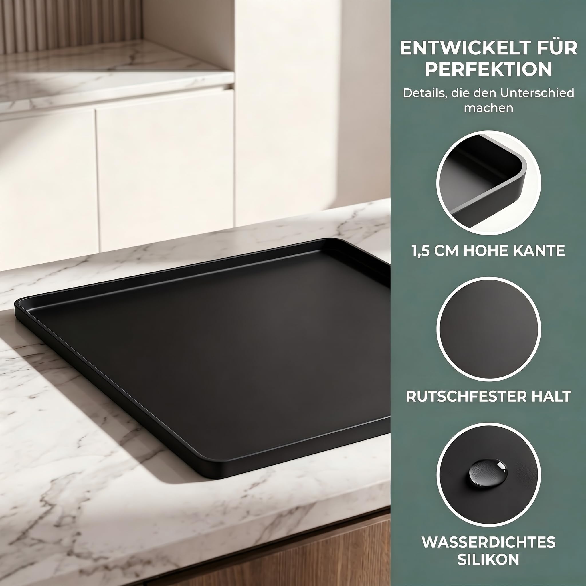 Kühlschrankmatte Silikon: 2 Stück 50x50cm Waschmaschinen Unterlage, Antirutschmatte Waschmaschine für Kühlschrank, Waschmaschine, Spülmaschine und Wäschetrockner Schwarz