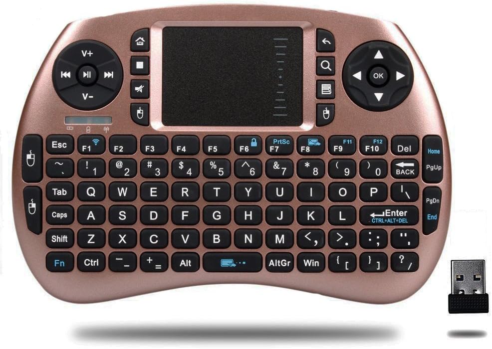 HORIZONTAl Mini 2.4Ghz Wireless Touchpad Keyboard With Mouse For Google Android Tv Box,Pc, Pad, Xbox 360, Ps3, Htpc, Iptv (Rose Gold)