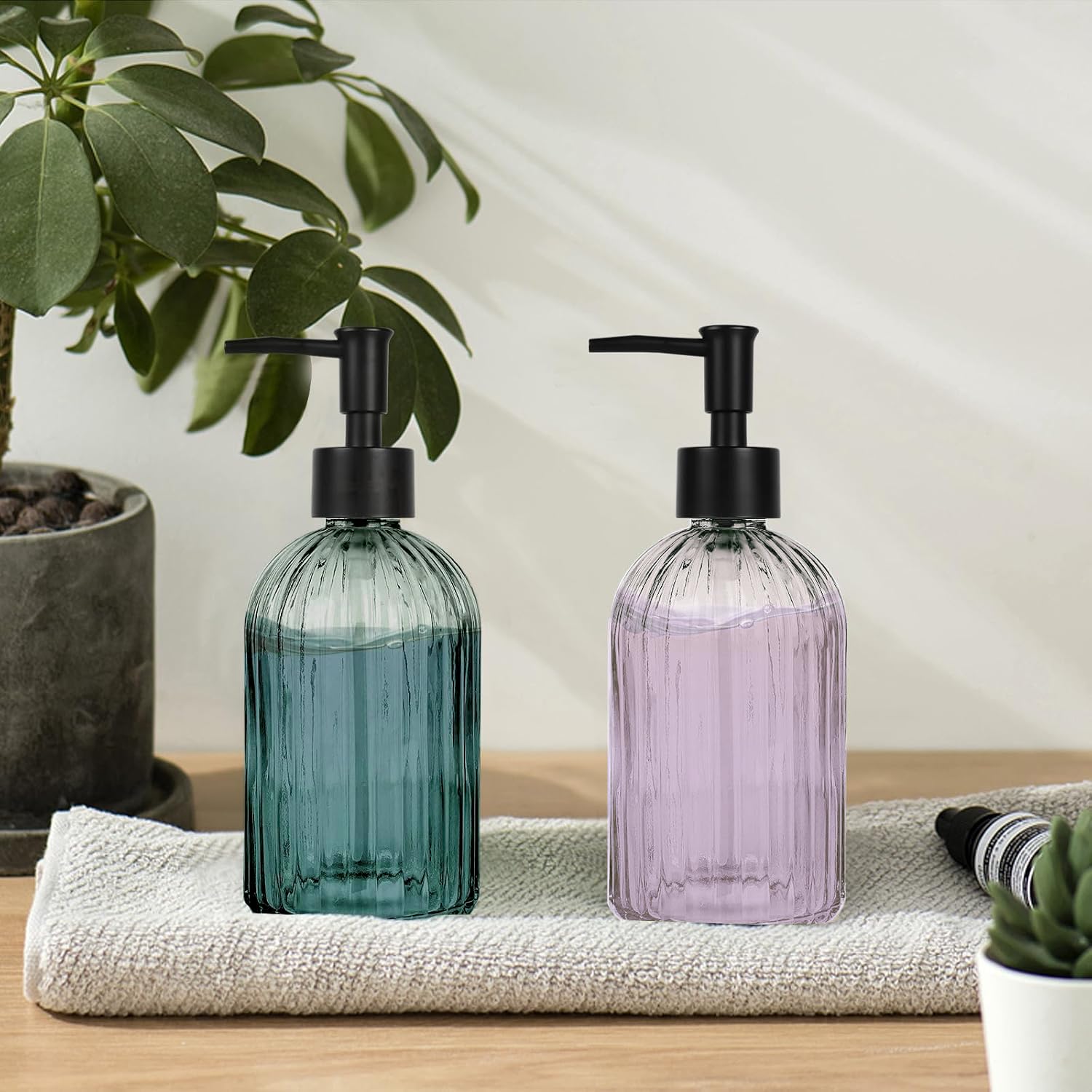 2 Pack Soap Dispenser with Pump, 13 Oz Clear Liquid Hand Soap Dispenser,Great for Lotions Essential Oil, Liquid Soaps - Image 4