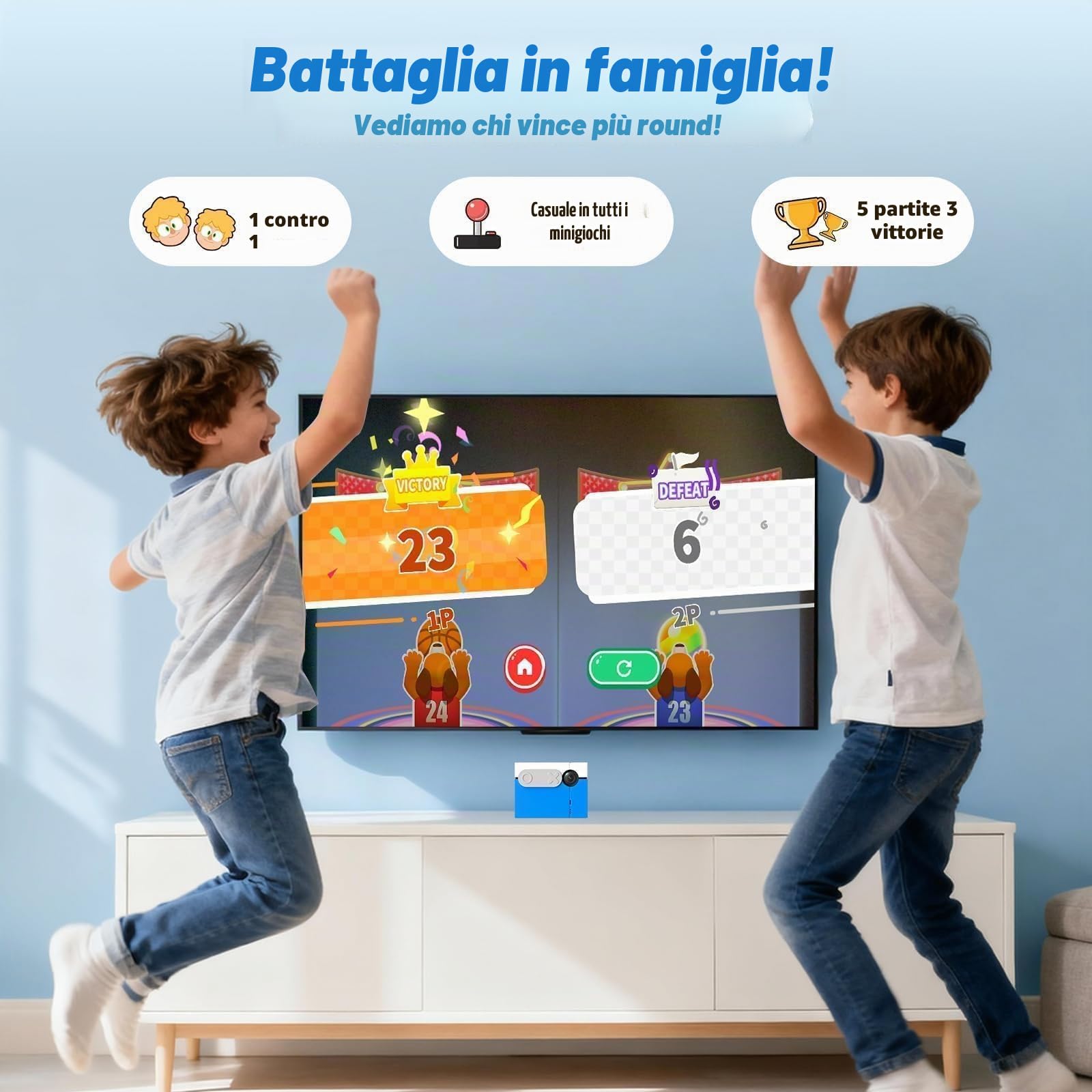 MotionX Console di Giochi a Sensore di Movimento, console interattiva per videogiochi con fotocamera HD, 2 giocatori, 51+ giochi, Senza Abbonamento, Regali per Bambini e Bambine dai 3 Anni in su