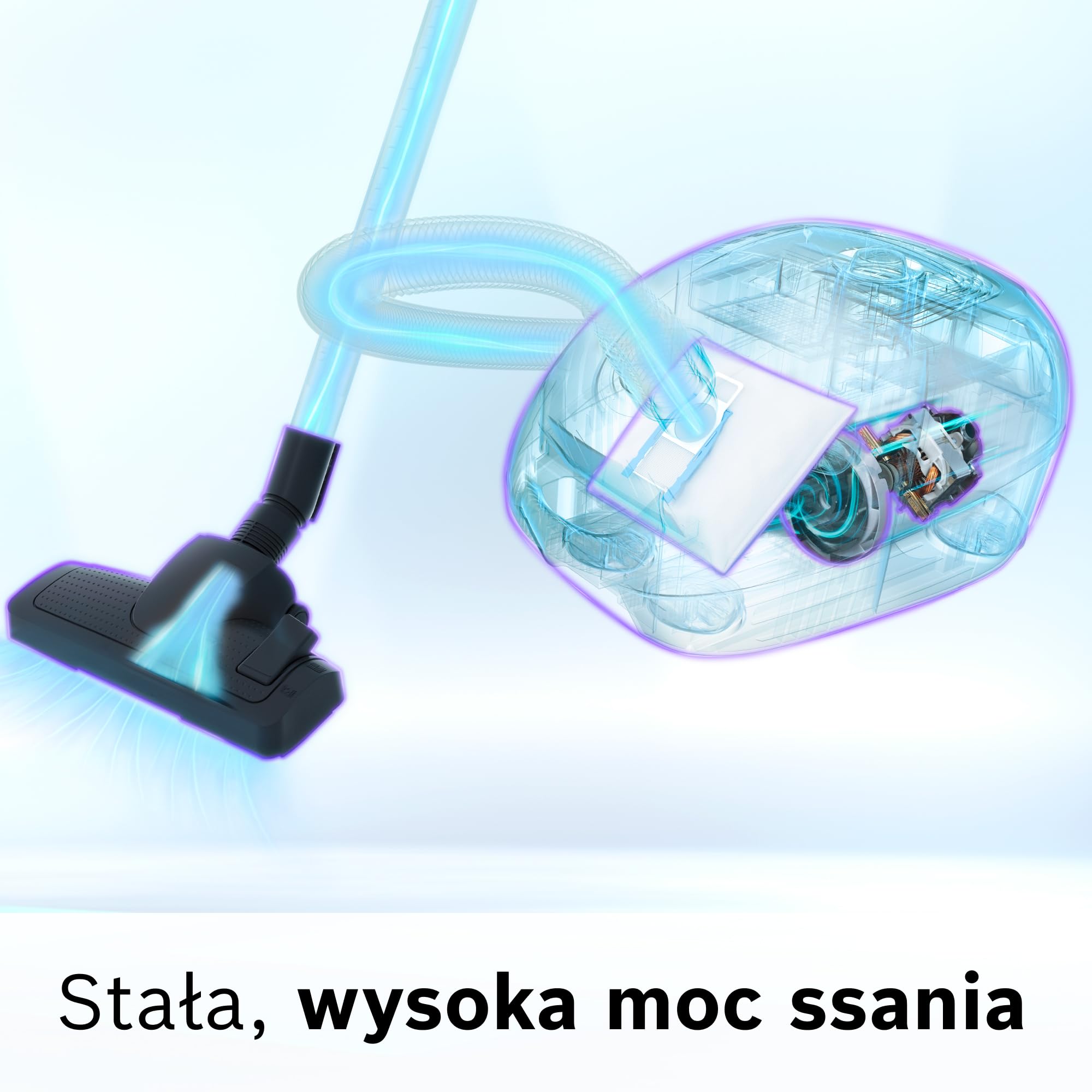Bosch, odkurzacz workowy, cylindryczny, BGB6SIL1, 66 dB(A), filtr higieniczny HEPA, 10-letnia gwarancja na silnik, mocny, biały