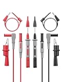 8Pcs Multimeter Test Leads Set with Alligator Clips, Plunger Mini Hooks and Test Probes 1000V 10A CAT III & CAT IV 600V for Fluke, KAIWEETS, INNOVA Multimeter, Voltmeter, Clamp Meter