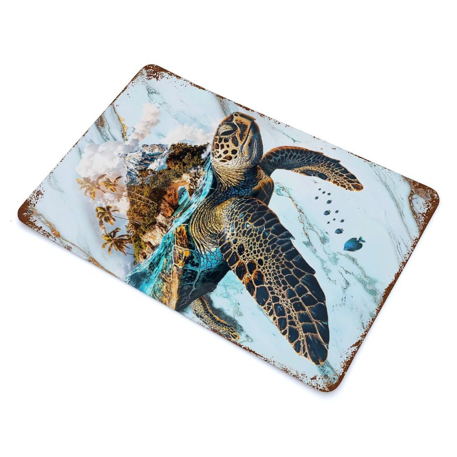 Garage Style Oceans Eternal Voyager Aged Metal Wall Plaque 11.8"x7.9", Farmhouse Wall Decor for Bar And Workshop
