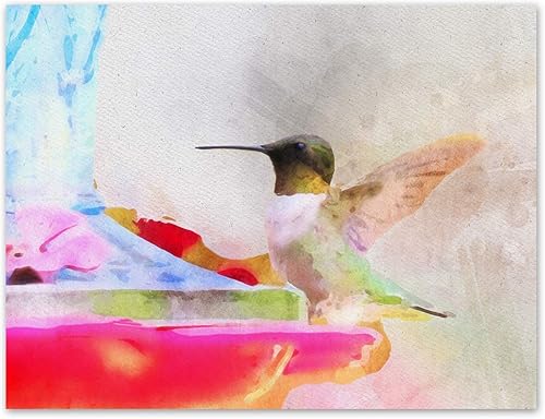 Miniatura 7 de Small World Greetings Tarjetas de notas de colibrí de acuarela, 12 unidades, interior en blanco con sobres blancos, tamaño A2 de 5.5 x 4.25