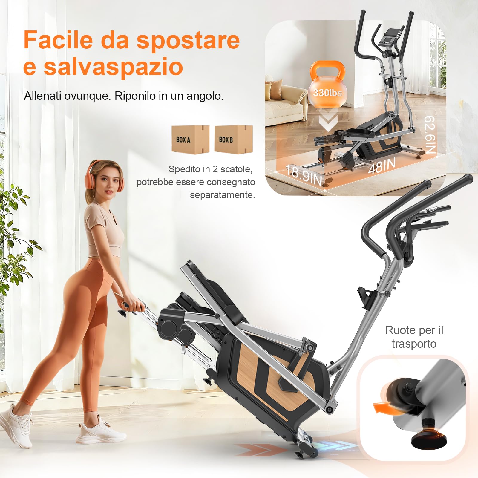 Neezee Ellittica per Casa, Ellittica Professionale con 16 Livelli di Resistenza Silenziosa, Monitor LCD con Bluetooth, Falcata da 17,7 Pollici, Recentemente Aggiornato Ellittiche, Supporta 330LBS