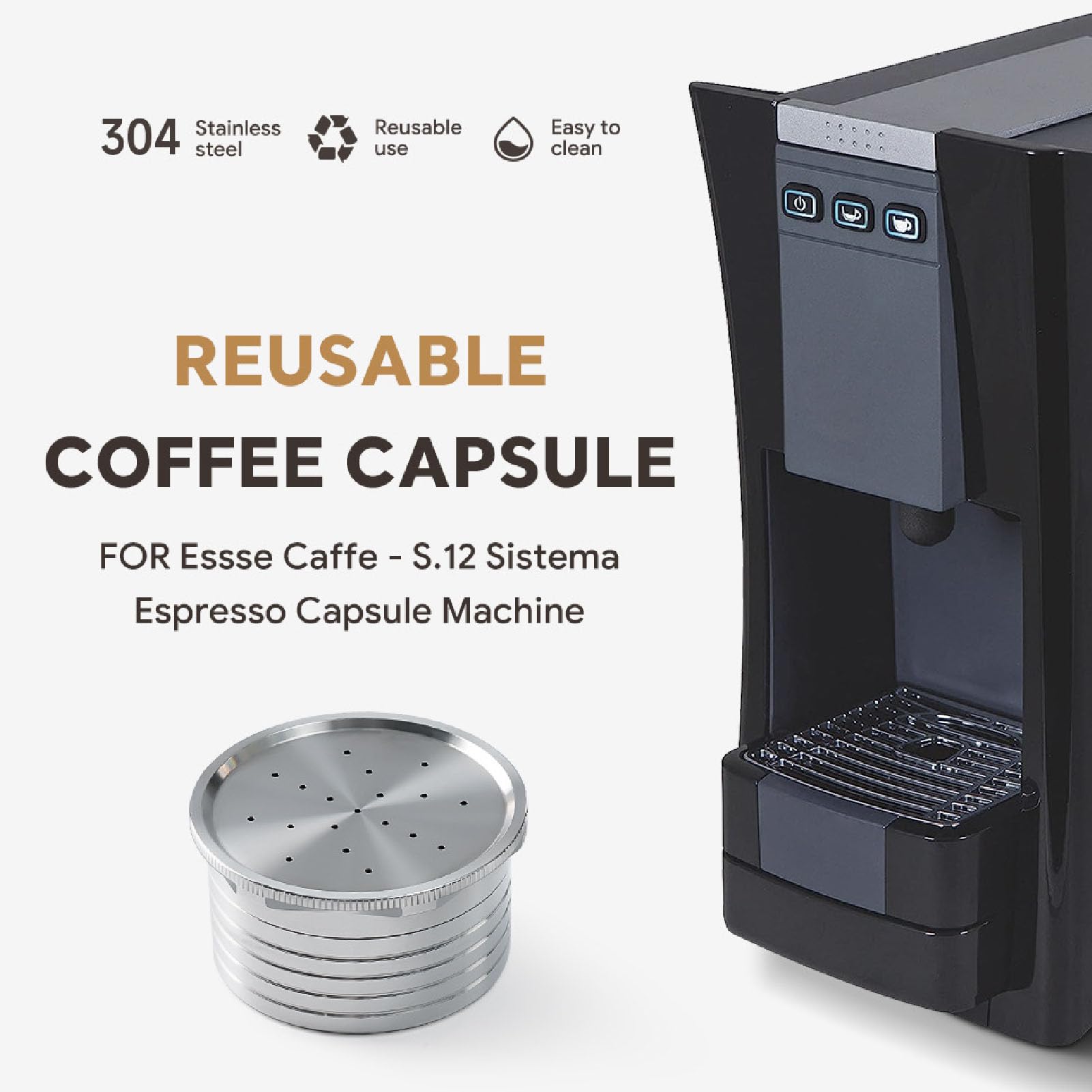 Cápsula de café Reutilizable de Acero Inoxidable, Cápsulas Recargables Ecológicas para café Personalizado, Limpieza Cómoda con Buen Gusto