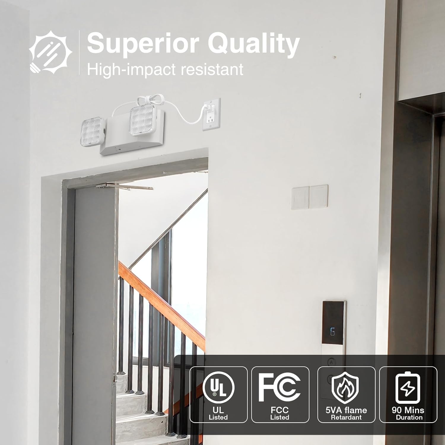 FREELICHT 6 Pack Red Exit Signs with Emergency Lights, 4 Pack Emergency Lights with Battery Backup with Plug