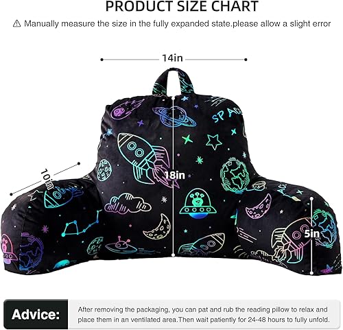 Miniatura 3 de Aimuan Rockets - Almohada de lectura con respaldo de cuña y brazos para sentarse en la cama, cojín inclinado para descansar en la cama, almohada de