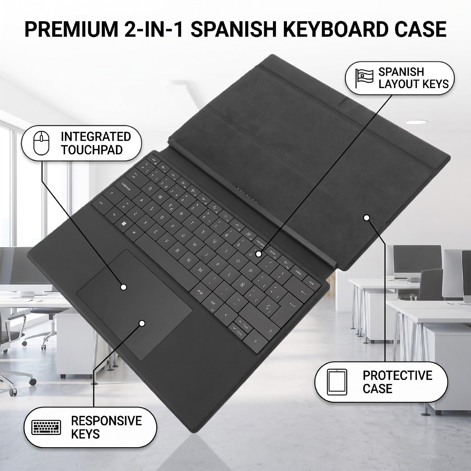 Teclado de Tableta Español con Funda Touchpad para K20M 2 en 1