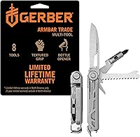 Vista 1 de Gerber Gear Armbar Trade 8-en-1 Multiherramienta - Cuchilla de 6.35 cm de borde liso, palanca, martillo - Equipo EDC y accesorios - Plata