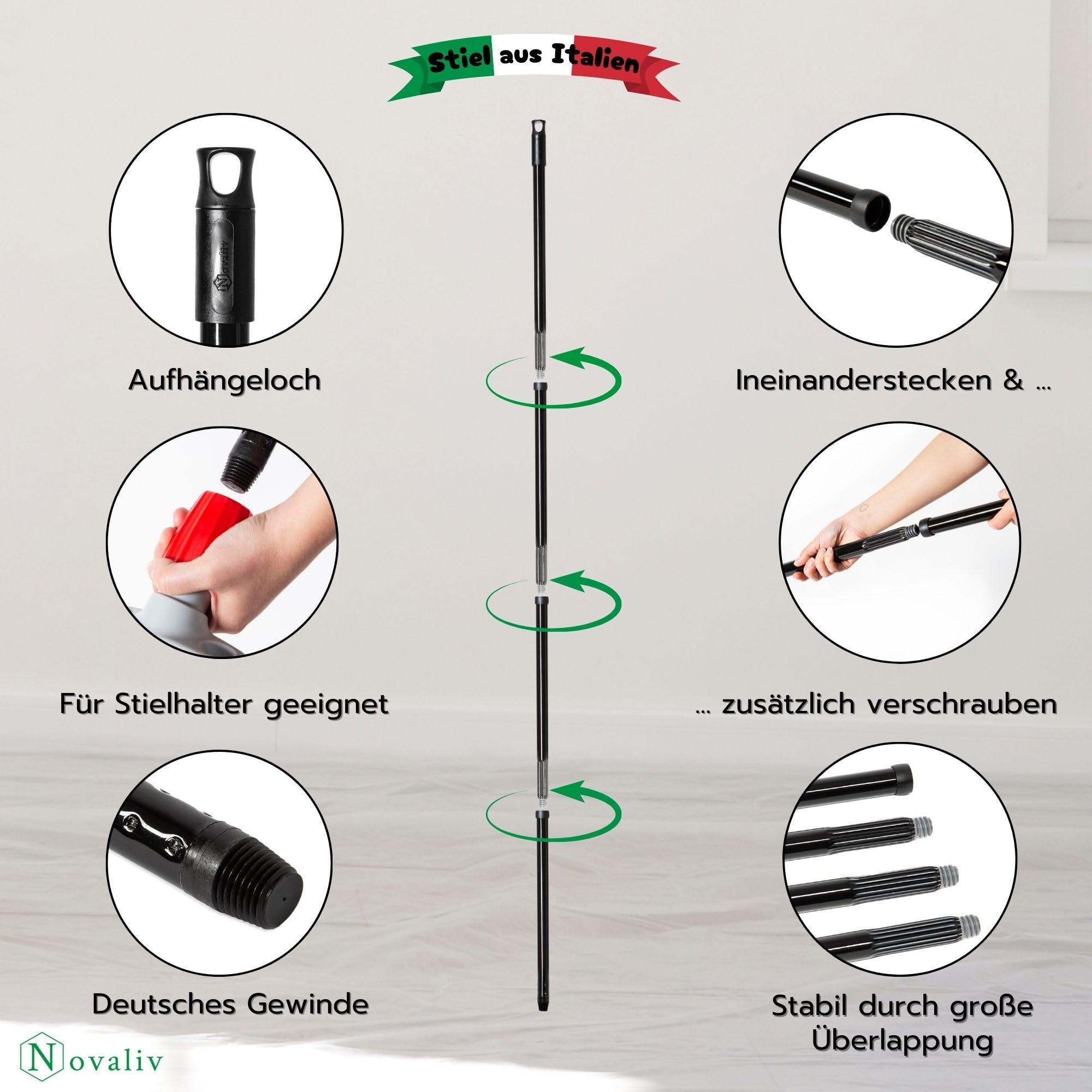 Novaliv 2X Gartenbesen 40 cm mit Stiel V-Borsten Elaston Borsten Besen draußen Straßenbesen mit Stiel Harte Borsten Terassenbesen Hofbesen Stallbesen Kehrbesen Industriebesen Outdoor Broom