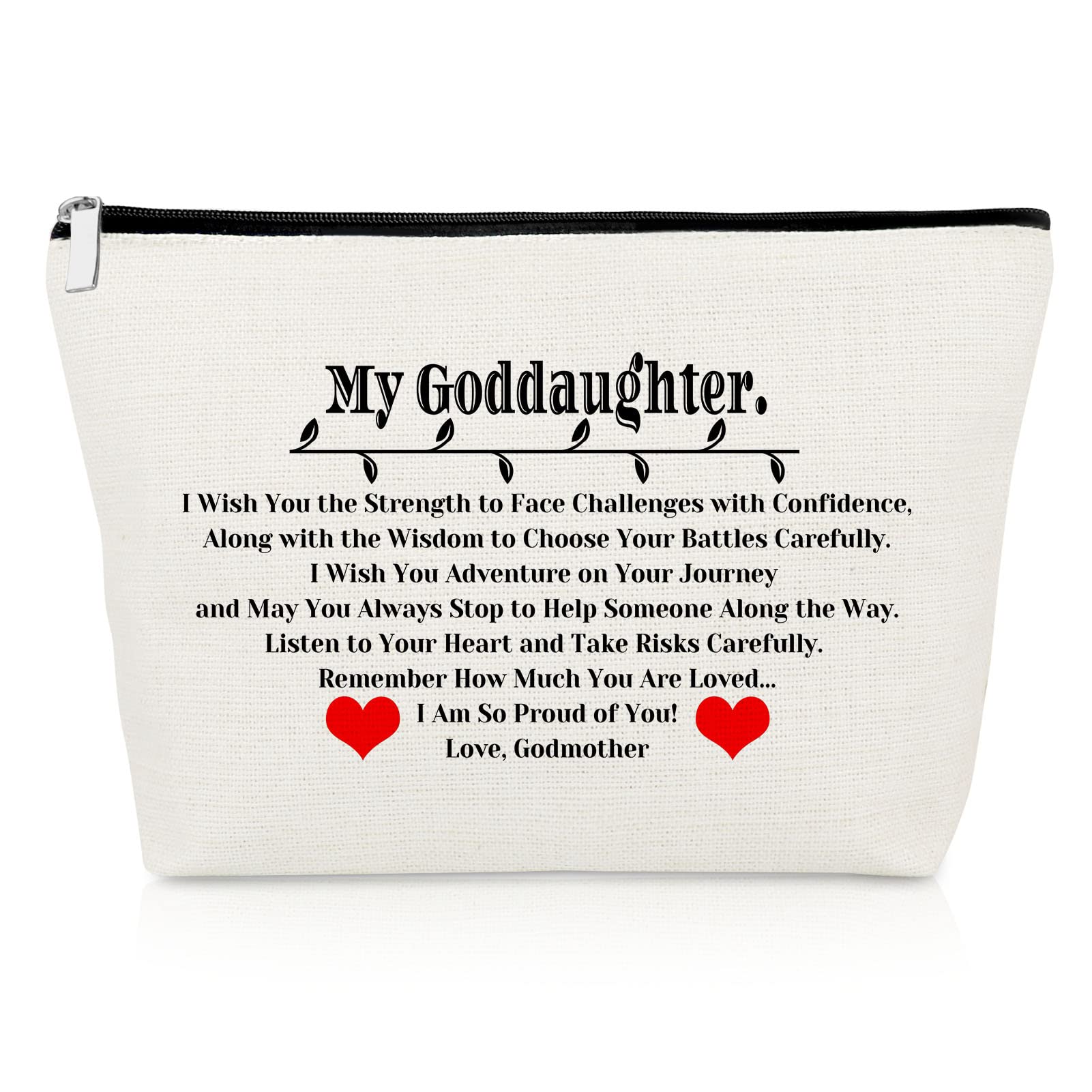 Goddaughter Gifts from Godmother Inspirational Makeup Bag Christian Gifts Baptism Birthday Presents for Girls Graduation Cosmetic Bag to My