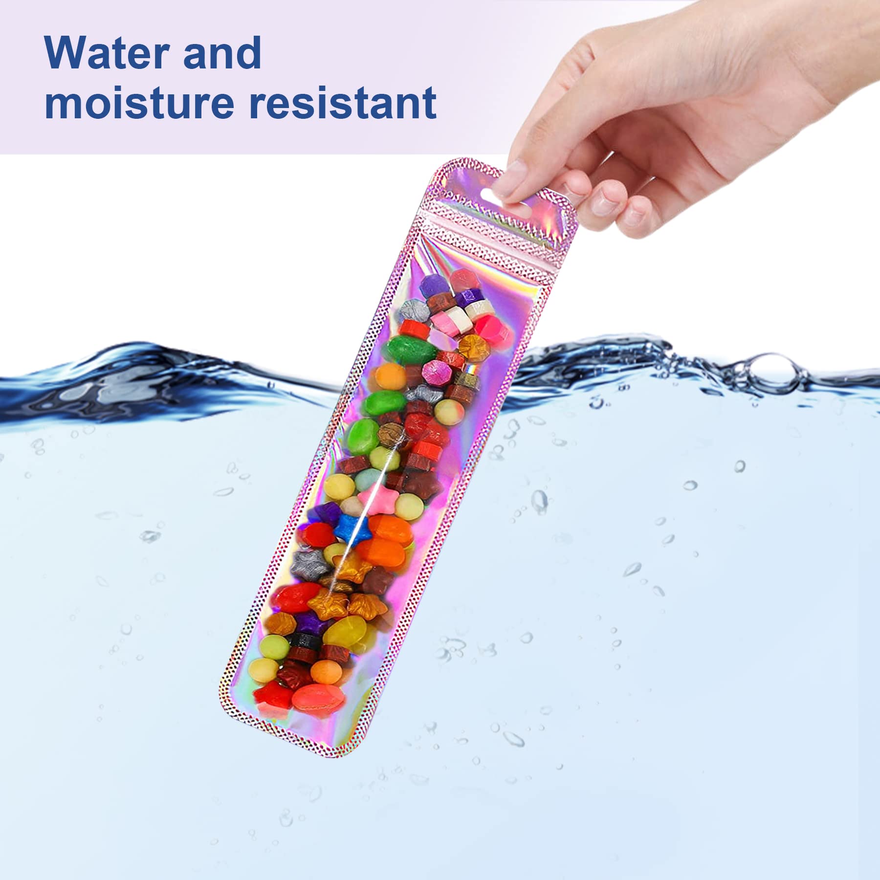 YHJZ 100 Bolsas Holográficas, De 7 X 9 Pulgadas, Bolsas Resellables A Prueba De Olores, Bolsas Resellables Para Embalaje, Bolsas Con Cierre Hermético Para Brillo De Labios, Bolsas De Mylar Para