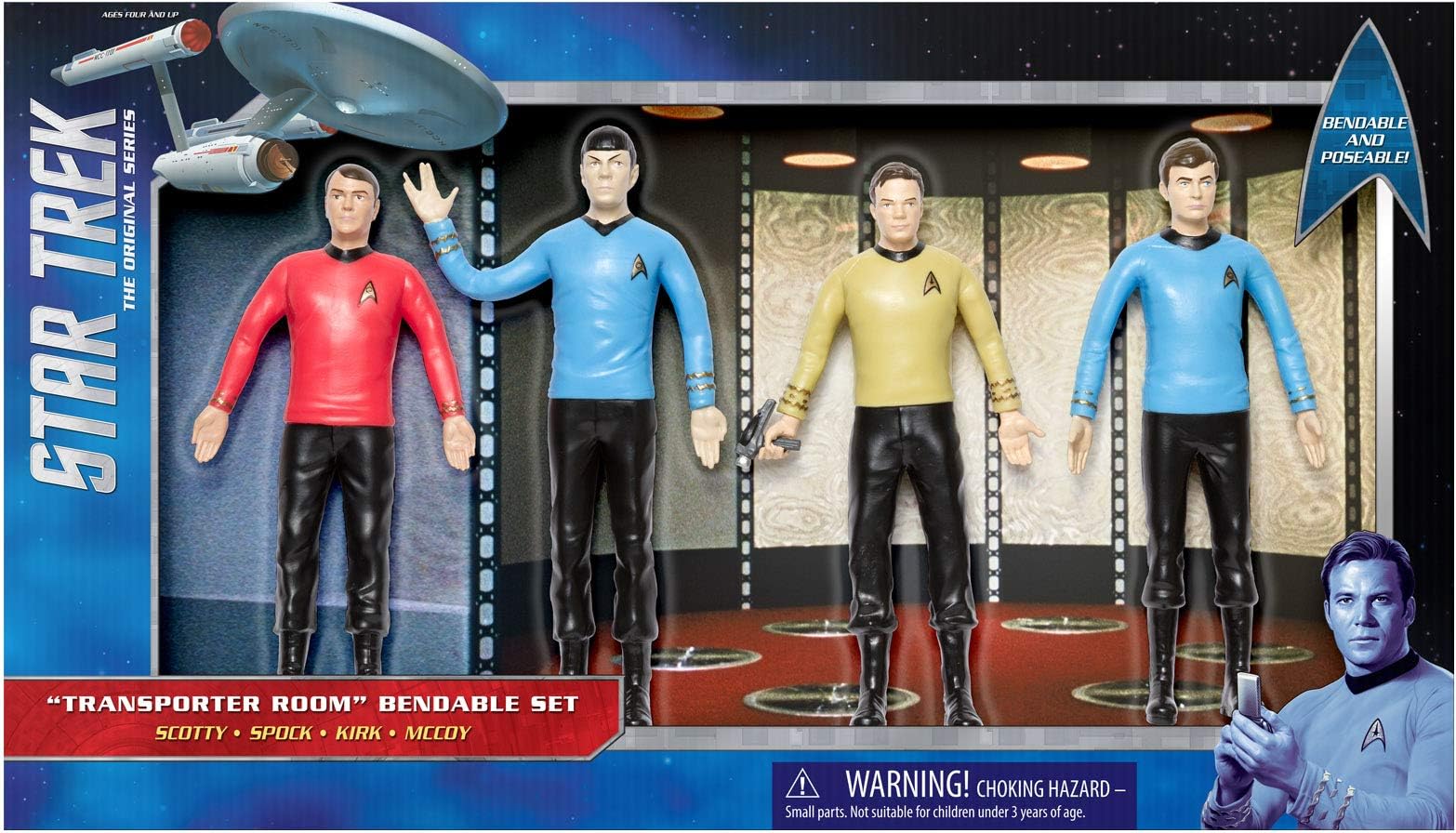 NJ Croce Start Trek TOS: Transporter Room 4pc Bendable Boxed Set, Multicolor