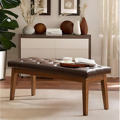 Miniatura 12 de HUIMO Banco de entrada, cuero negro, madera maciza, duradero y resistente al desgaste