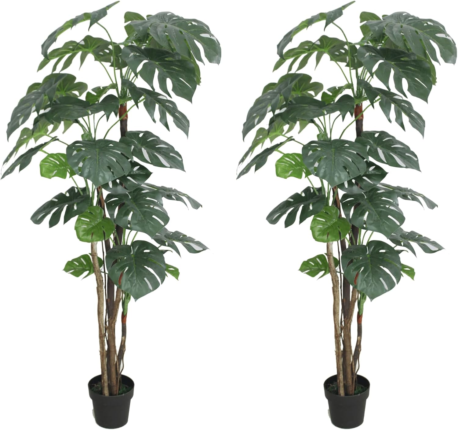Pair AMERIQUE 6 Feet Artificial Plant Split Monstera Trees Wth Nursery Pots
