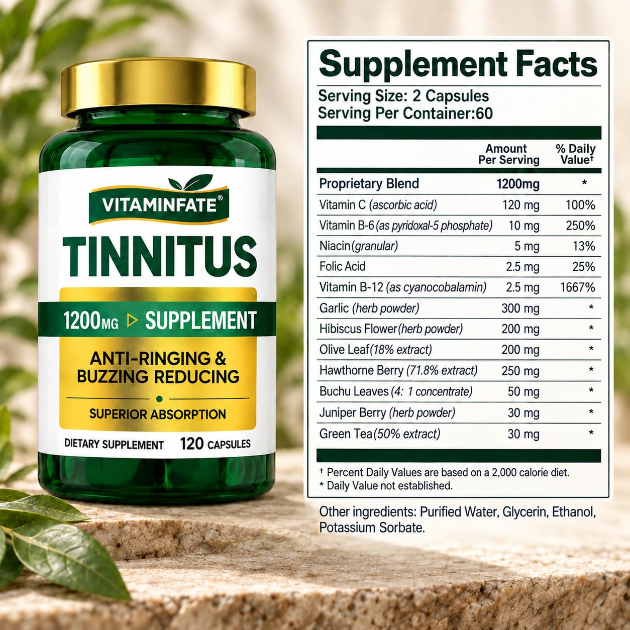 Tinnitus Relief for Ringing Ears, B Vitamins & Magnesium, 120 Capsules — Amazon image 8