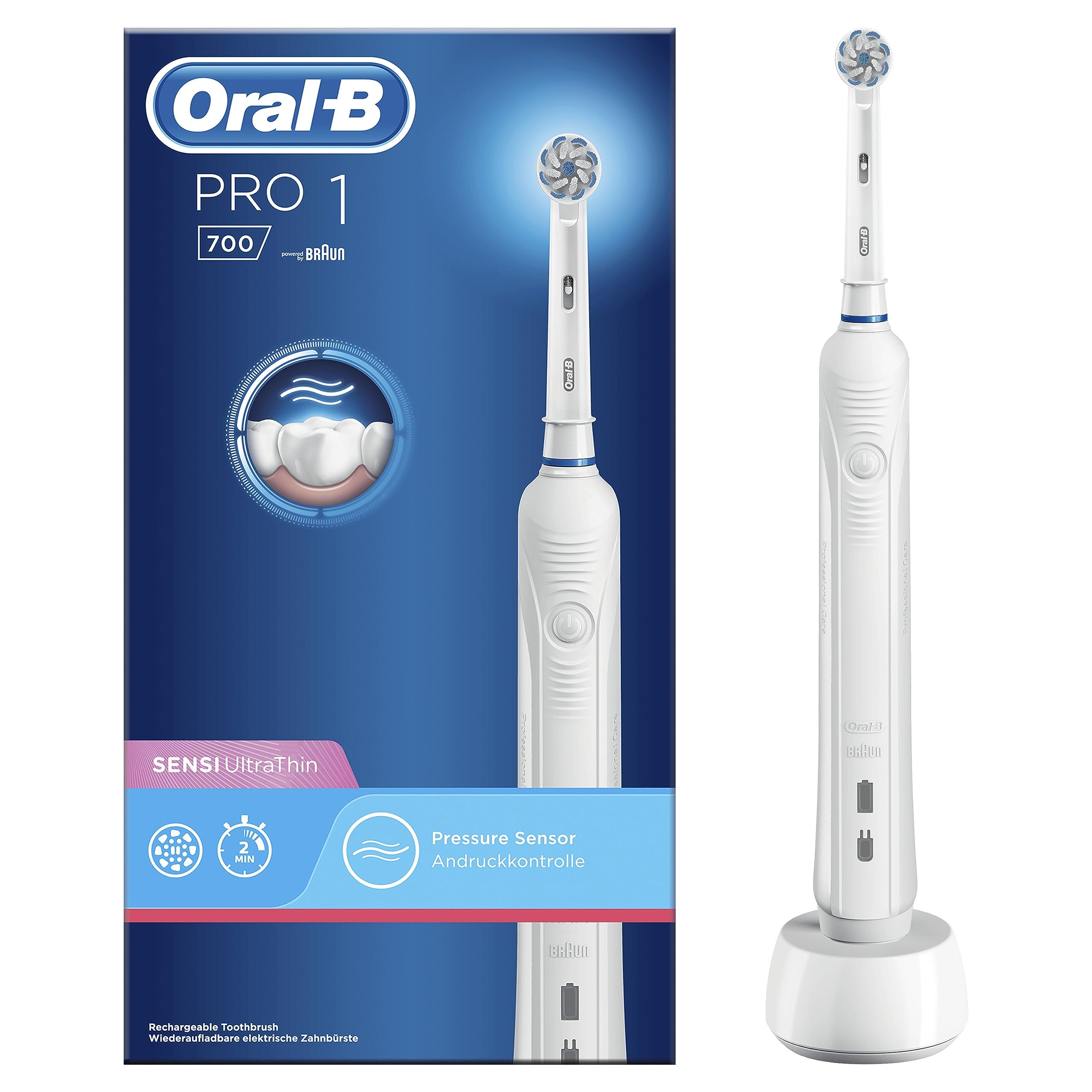 Braun Oral-B PRO 1 700 Brosse À Dents Électrique Rechargeable, 1 Brossette