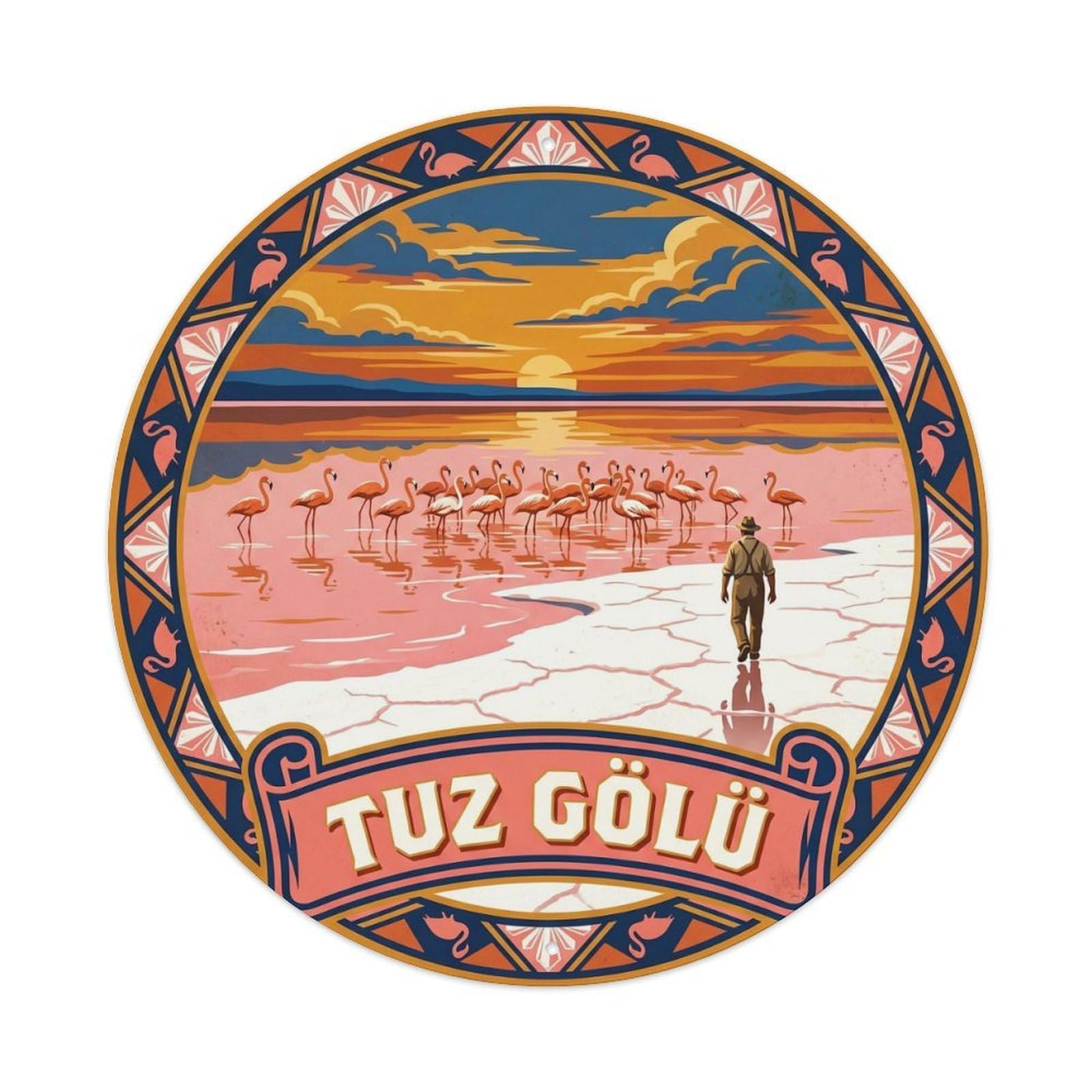 Tuz Golu Pink Salt Lake Anatolian Nature Metal Tin Sign