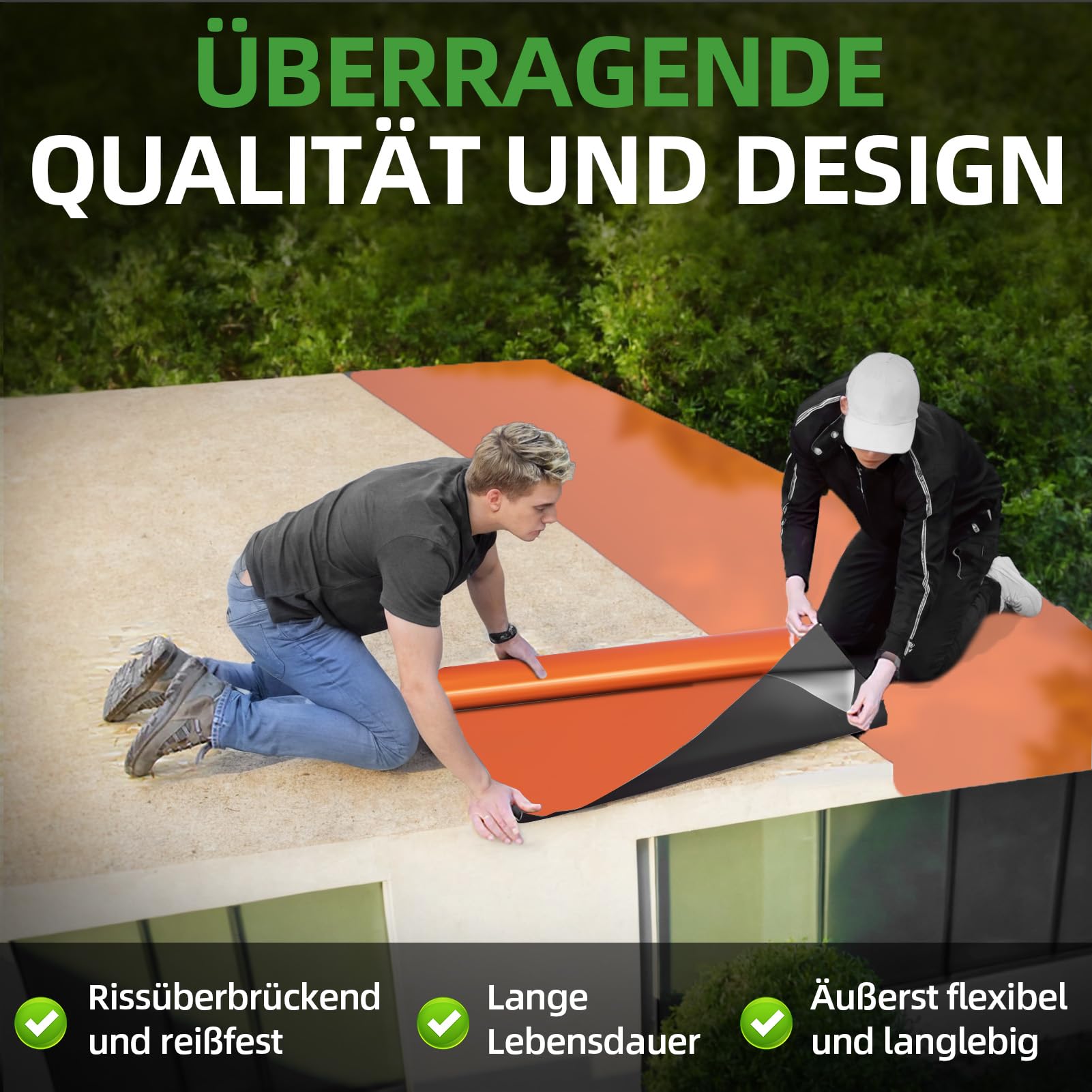 Dachfolie Aluminium selbstklebend, 5㎡ Dachbahn Selbstklebend mit Starkem Bitumenkleber, Folie Selbstklebend Bitumenbahn UV -Beständig für Gartenhäuser, Garagendächer, Schuppen, 1,25 mm Stark, 1 x 5 m
