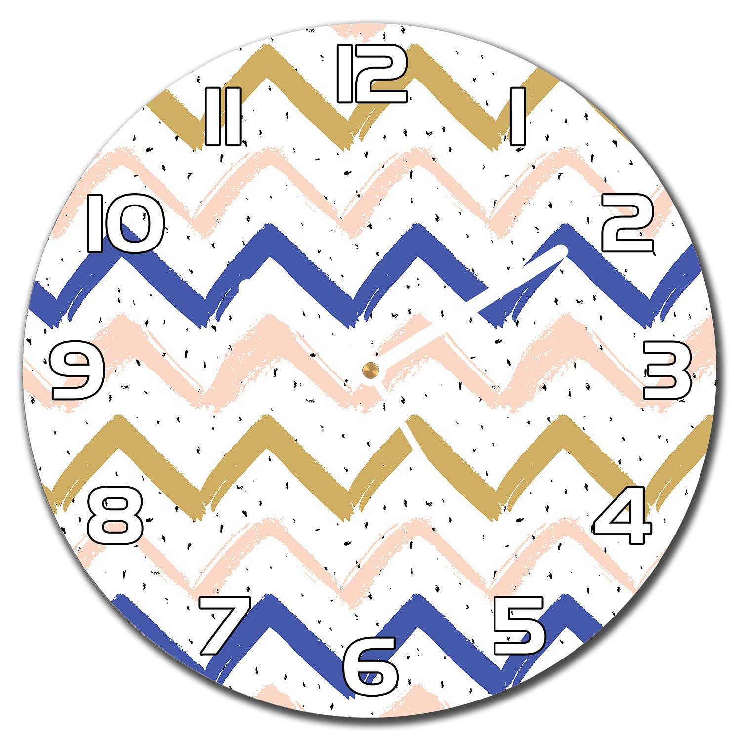 Horloge en verre cuisine salon moderne 30 cm avec aiguilles blanches et zig zags