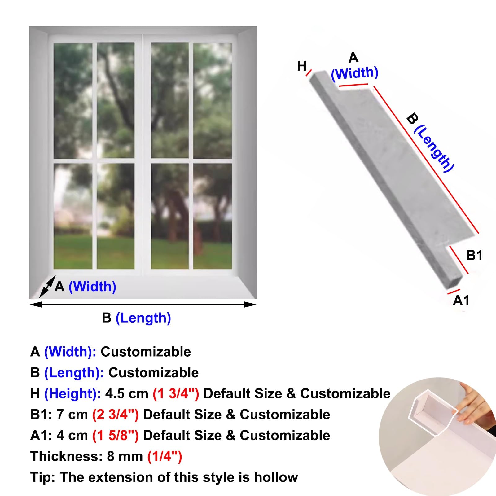 Davanzale Interno Finestra Piastra di Ristrutturazione del Davanzale Della Finestra Effetto Legno con Punta, Rifinitura Moderna per Davanzale Vecchio, Protezione Liscia per Davanzale per Balcone Della