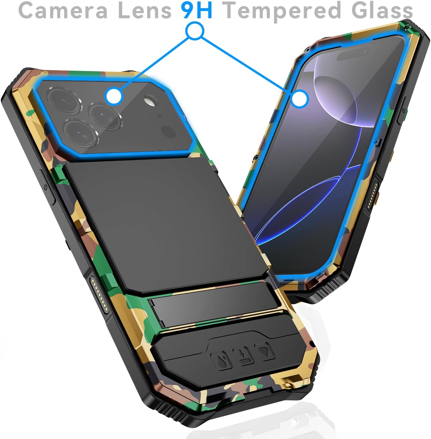Lunivop for iPhone 17 Pro Case Heavy Duty with Built in Screen Protector Lens Protection Rugged Stand 360 Full Body Military Grade Metal Bumper Phone Cases Men Armor 17 Pro 6.3 2025 (Camouflage)