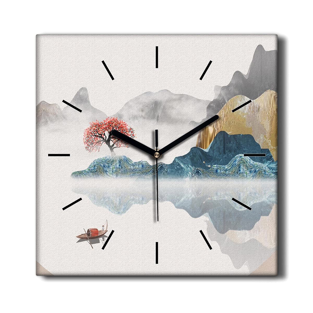 Horloge murale sans tic-tac Coloray 30x30 cm en toile silencieuse pour chambre et salon