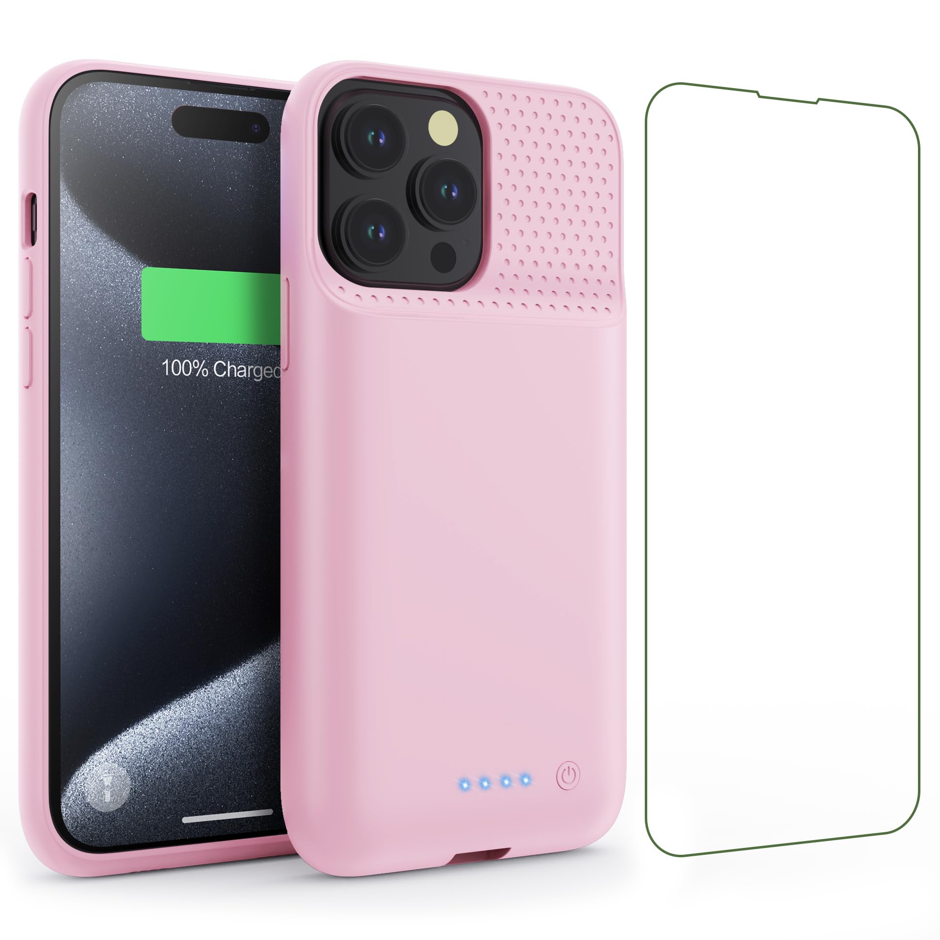 QTshine Battery Case for iPhone 15Pro Max, Upgrade 8600mah Portable Slim Battery Charging Case, 15W Fast Charging Rechargeable Protective Extended