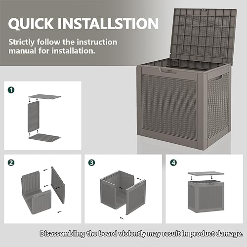 Miniatura 8 de Caja de entrega de paquete de 48 galones para porche, caja de almacenamiento con cerradura segura, gran resina de doble pared para exteriores y caja