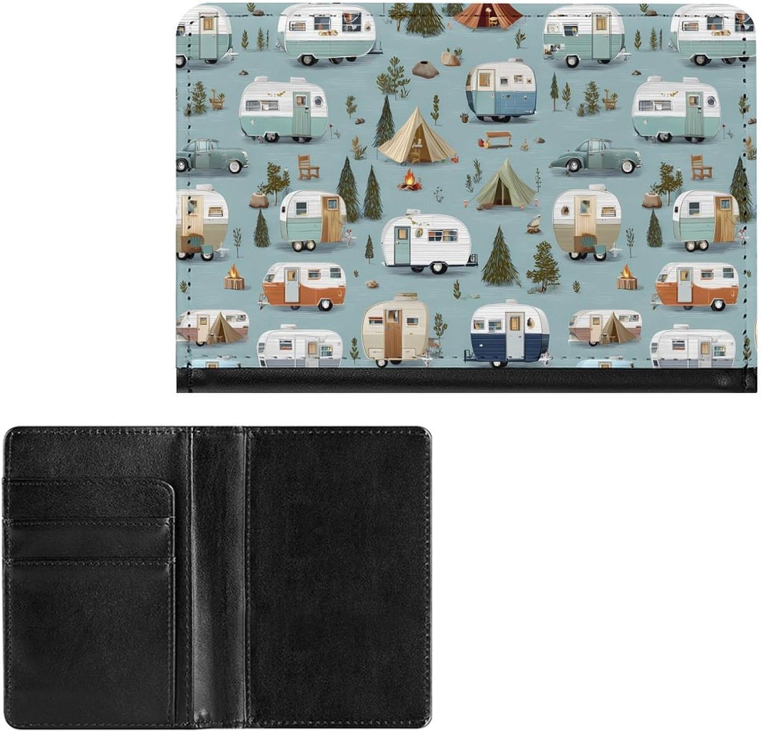Camper Pattern Travel Passport Holder Passports Protective Cover for Women Men with Card Slots