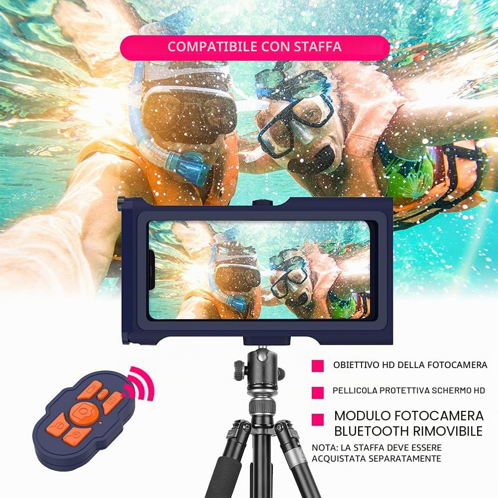Shellbox Custodia impermeabile per smartphone Bluetooth IPX8, custodia impermeabile per telefono cellulare, per iPhone 13 12 11 Pro Max Samsung Huawei Google OnePlus Xiaomi Redmi Motorola LG