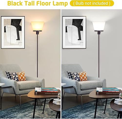 Miniatura 2 de Lámpara de pie LED alta, lámpara de pie moderna negra para dormitorio, sala de estar, oficina, lámpara de pie brillante con pantalla de plástico