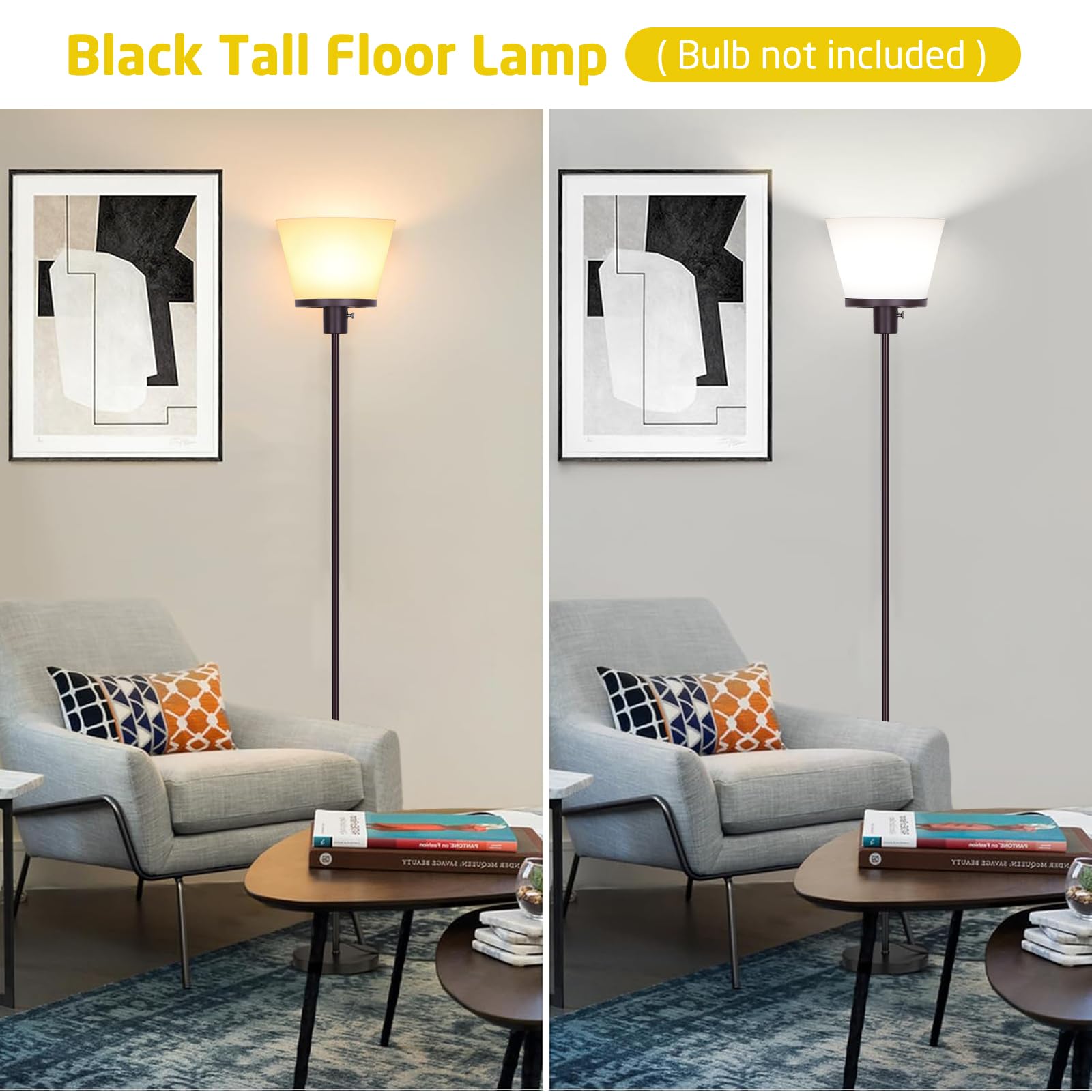Kukobo LED Floor Lamp Tall Standing Lamp, Black Modern Torchiere