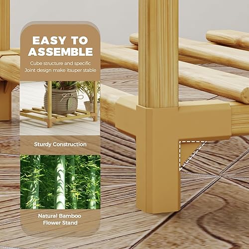 Miniatura 68 de Bamworld - Soporte grande de maderas para plantas de exterior, macetero grande para sala de estar, patio, balcón y jardín