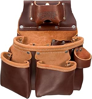 Occidental Leather 3 Pouch Pro Tool Bag with Tape Holder - Cafe - 12 Pockets & Tool Holders - Made in USA