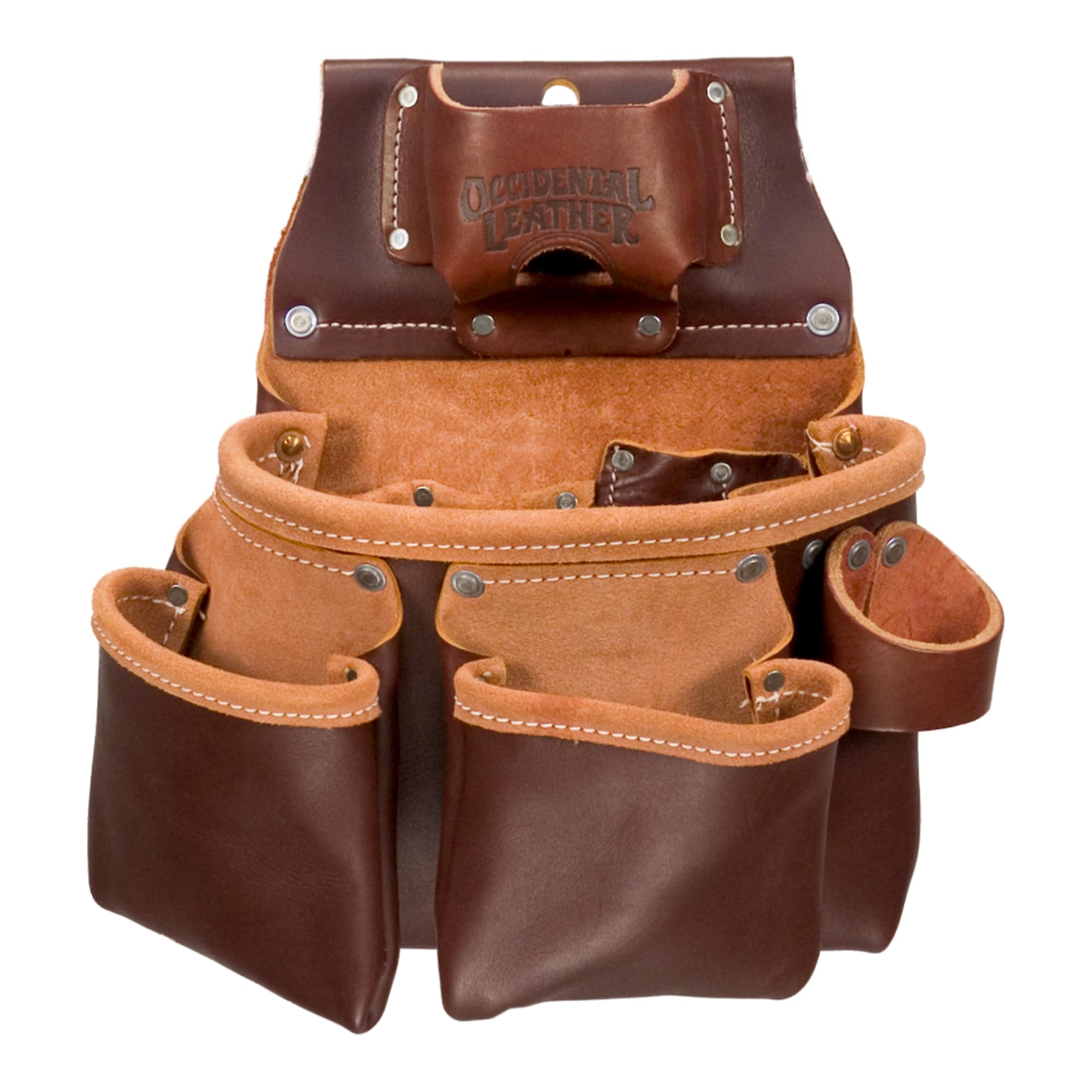 Occidental Leather 3 Pouch Pro Tool Bag with Tape Holder - Cafe - 12 Pockets & Tool Holders - Made in USA